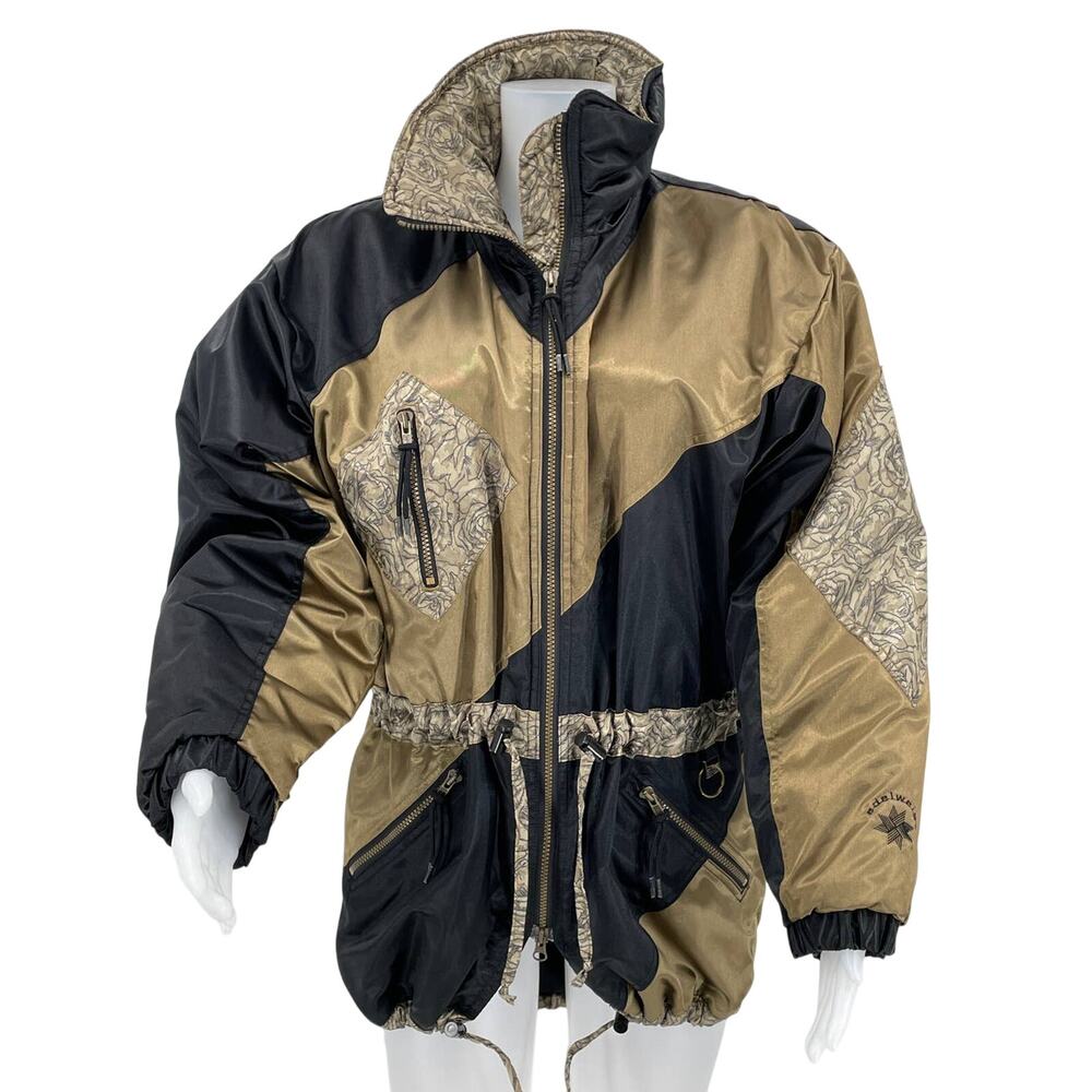 Edelweiss Vintage Black/Gold Winter Athletic Snow Warm Ski Jacket M